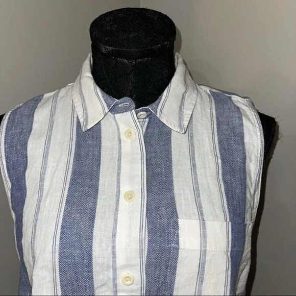 Madewell Striped Sleeveless Shirt Sz S ❤️ - Picture 3 of 6